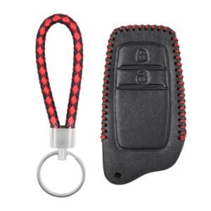 Leather Case For Toyota Land Cruiser Fortuner Hilux Smart Remote Key 2 Buttons