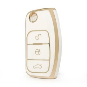 Nano High Quality Cover For Ford Focus Flip Remote Key 3 Buttons White Color
