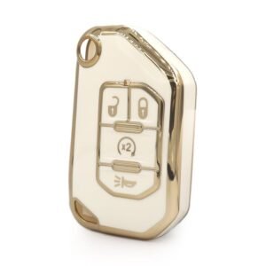 Nano High Quality Cover For Jeep Flip Remote Key 3+1 Buttons White Color