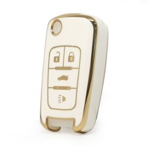 Nano High Quality Cover For Chevrolet Flip Remote Key 3+1 Buttons White Color