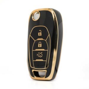 Nano High Quality Cover For Chevrolet Flip Remote Key 3 Buttons Black Color