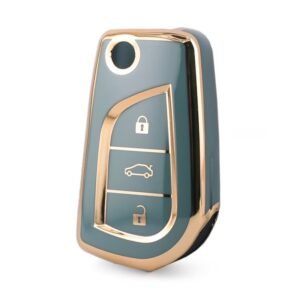Nano High Quality Cover For Toyota Flip Remote Key 3 Buttons Gray Color TYT-C11J3