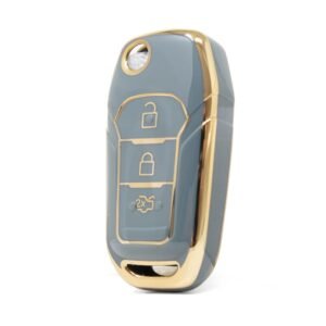 Nano High Quality Cover For Ford Fusion Flip Remote Key 3 Buttons Gray Color Ford-F11J