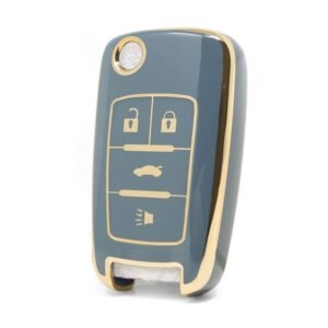 Nano High Quality Cover For Chevrolet Flip Remote Key 3+1 Buttons Gray Color CRL-A11J4
