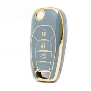 Nano High Quality Cover For Chevrolet Flip Remote Key 3 Buttons Gray Color CRL-C11J