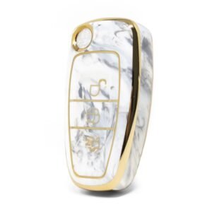 Nano High Quality Marble Cover For Ford Flip Remote Key 3 Buttons White Color Ford-E12J