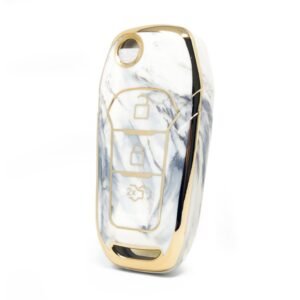 Nano High Quality Marble Cover For Ford Flip Remote Key 3 Buttons White Color Ford-F12J
