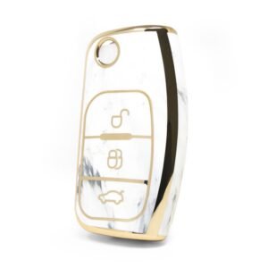 Nano High Quality Marble Cover For Ford Flip Remote Key 3 Buttons White Color Ford-G12J