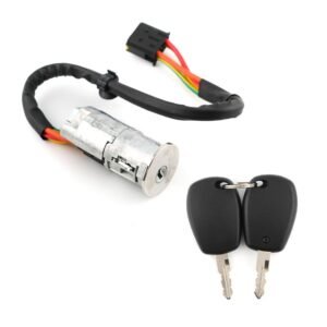 Renault Clio II Dacia Logan Sandero Ignition Lock 2 x Plastic Keys without Remote Button 4 Pin - 6001546809 / 806013230R