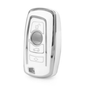 Nano High Quality Cover For BMW Remote Key 4 Button White Color Silver Frame BMW-A11Y