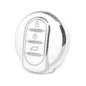 Nano High Quality Cover For Mini Remote Key 3 Button White Color Silver Frame BMW-C11Y3