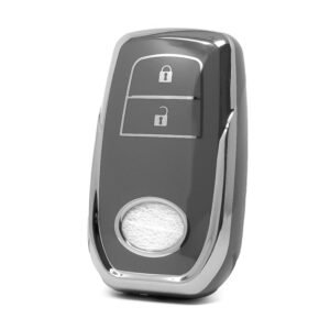 Nano High Quality Cover For Toyota Remote Key 2 Button Dark Gray Color Silver Frame TYT-A11Y2