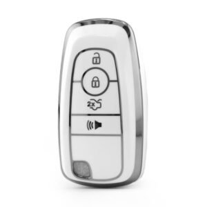 Nano High Quality Cover For Ford Remote Key 4 Button White Color Silver Frame Ford-B11Y4B
