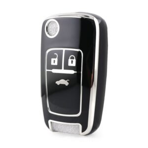 Nano High Quality Cover For Chevrolet Remote Key 3 Button Black Color Silver Frame CRL-A11Y3