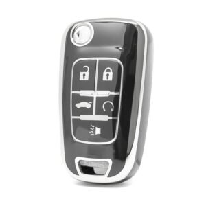 Nano High Quality Cover For Chevrolet Remote Key 5 Button Black Color Silver Frame CRL-A11Y5