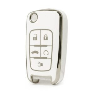 Nano High Quality Cover For Chevrolet Remote Key 5 Button White Color Silver Frame CRL-A11Y5
